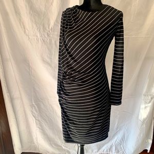 Banana Republic Black and White Striped Long Sleeve Dress